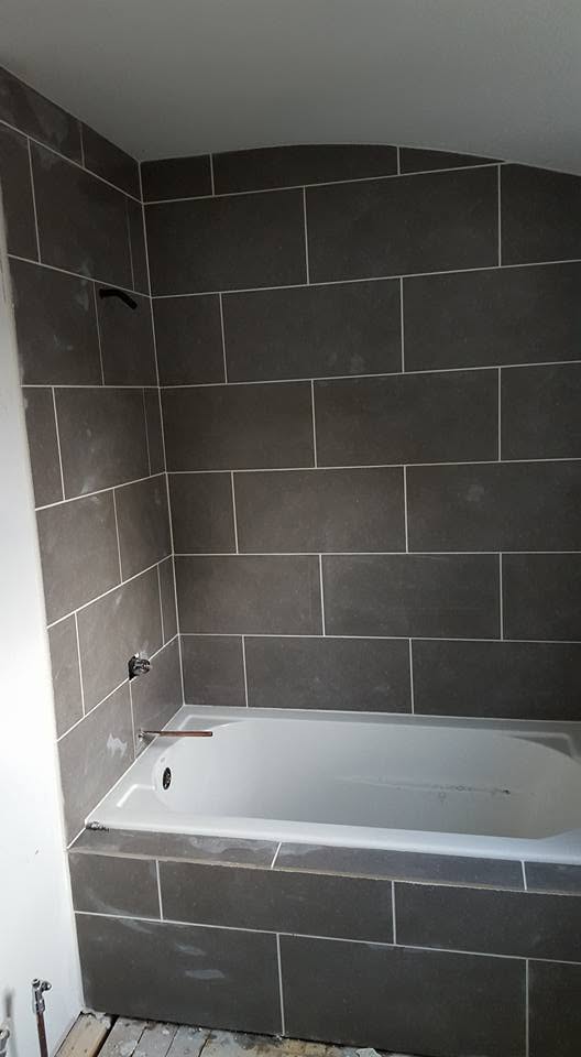 Bathroom renovation — tiled tub surround, Findlay