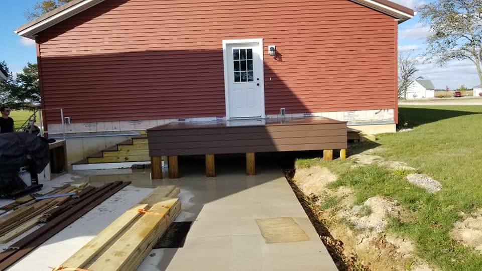 Deck and patio — front view