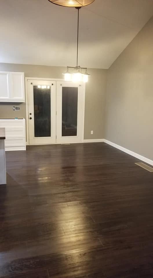 French doors and wood floors