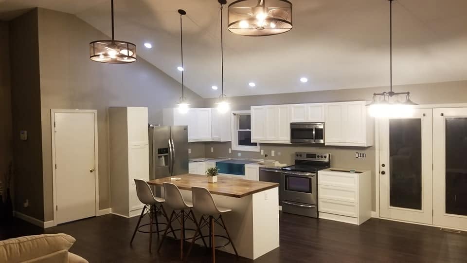 Kitchen — white cabinets and island
