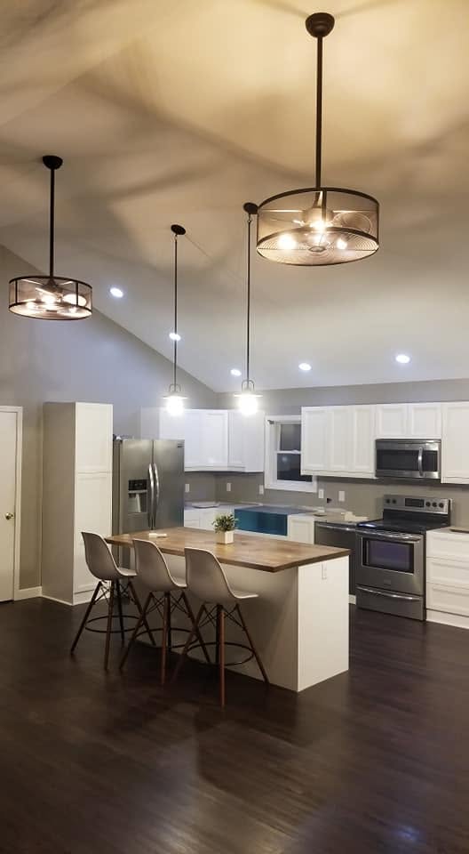 Kitchen — island and stove
