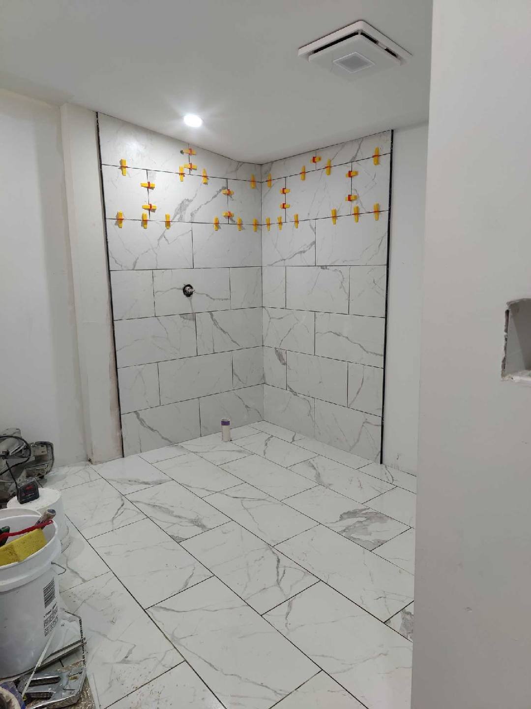 Marble tile shower — Tiffin