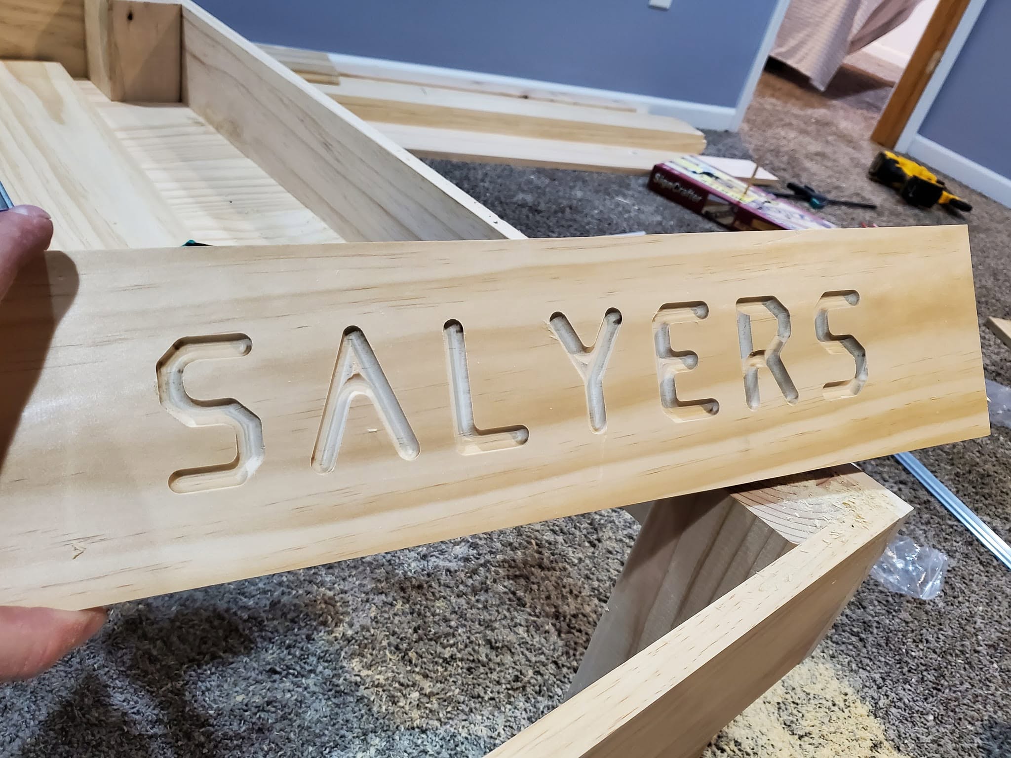 Routed family name sign